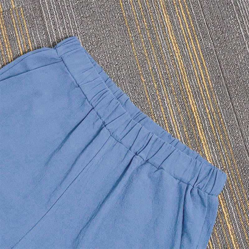 Pantaloni da donna in cotone e lino con tasche, modello Buddha Stones, casual, colore puro, con polsini e bottoni cavi - Image 36