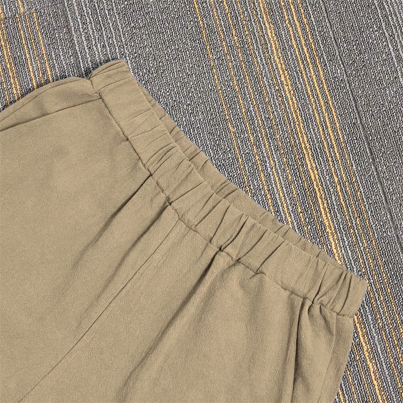 Pantaloni da donna in cotone e lino con tasche, modello Buddha Stones, casual, colore puro, con polsini e bottoni cavi - Image 4