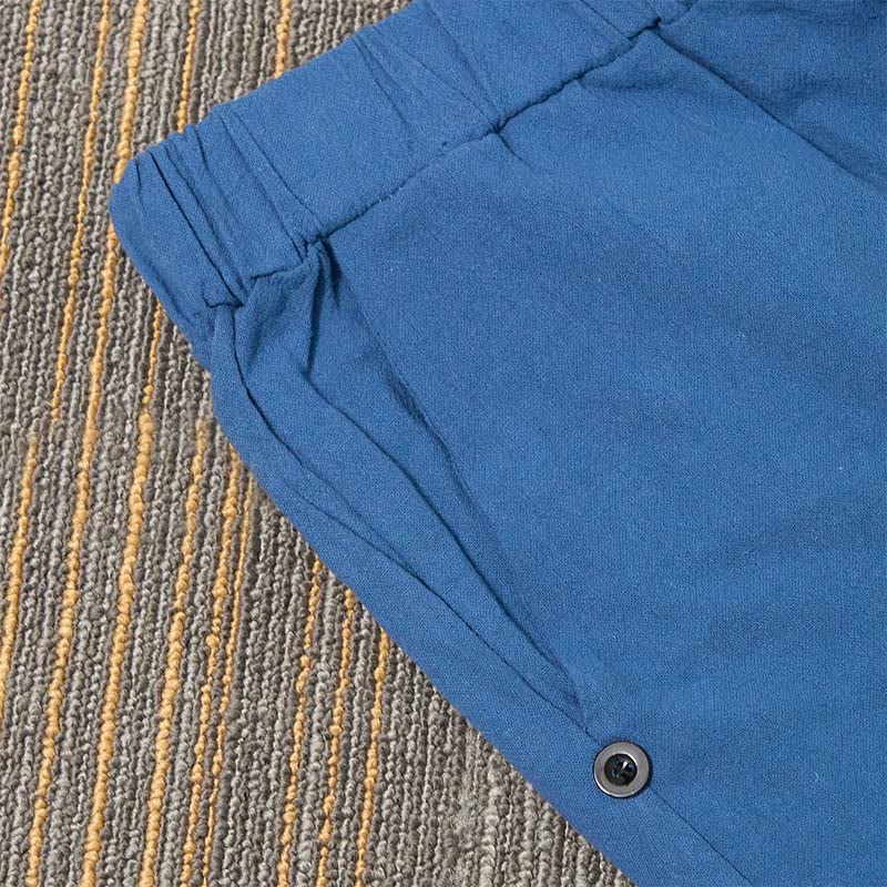 Pantaloni da donna in cotone e lino con tasche, modello Buddha Stones, casual, colore puro, con polsini e bottoni cavi - Image 46
