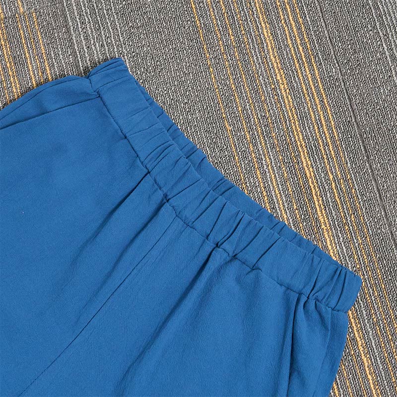 Pantaloni da donna in cotone e lino con tasche, modello Buddha Stones, casual, colore puro, con polsini e bottoni cavi - Image 48