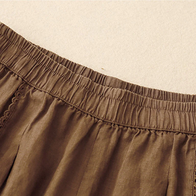 Pantaloni da donna in cotone e lino con tasche, vita alta , Buddha Stones Summer - Image 15