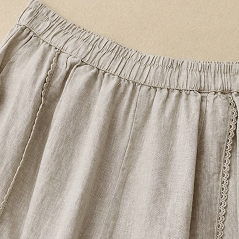 Pantaloni da donna in cotone e lino con tasche, vita alta , Buddha Stones Summer - Image 3