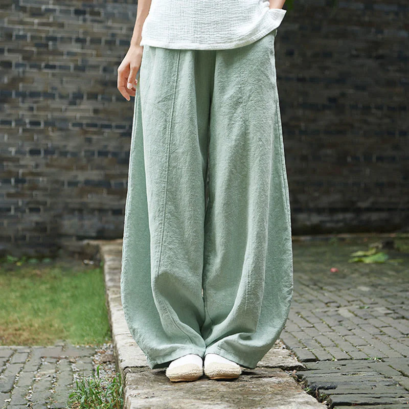 Pantaloni da donna in cotone ramiè con Buddha Stones, casual, tinta unita, con elastico in vita e fodera in pile - Image 36