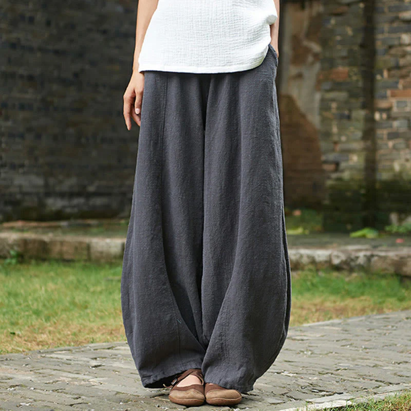 Pantaloni da donna in cotone ramiè con Buddha Stones, casual, tinta unita, con elastico in vita e fodera in pile - Image 41
