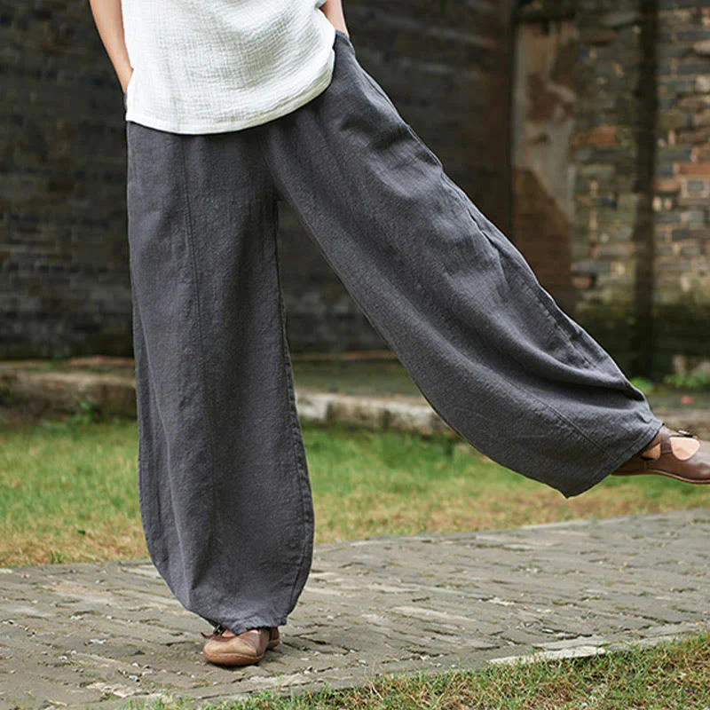 Pantaloni da donna in cotone ramiè con Buddha Stones, casual, tinta unita, con elastico in vita e fodera in pile - Image 43