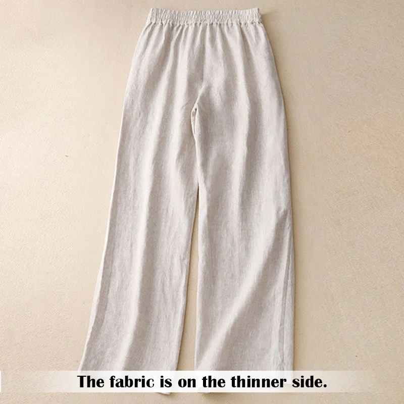 Pantaloni da donna in lino a gamba larga con tasche e design semplice a cerniera, ispirati al modello Buddha Stones, per l'estate. - Image 12