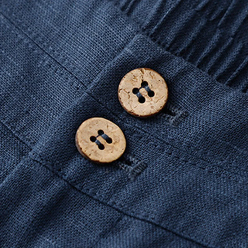 Pantaloni da donna in lino a gamba larga con tasche e design semplice a cerniera, ispirati al modello Buddha Stones, per l'estate. - Image 58