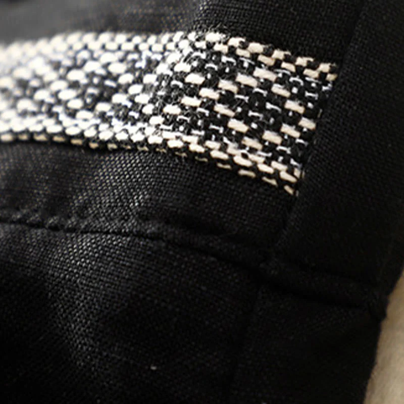Pantaloni da donna in lino di cotone elasticizzato con tasche, tinta unita, bottoni anteriori e posteriori , Buddha Stones - Image 33