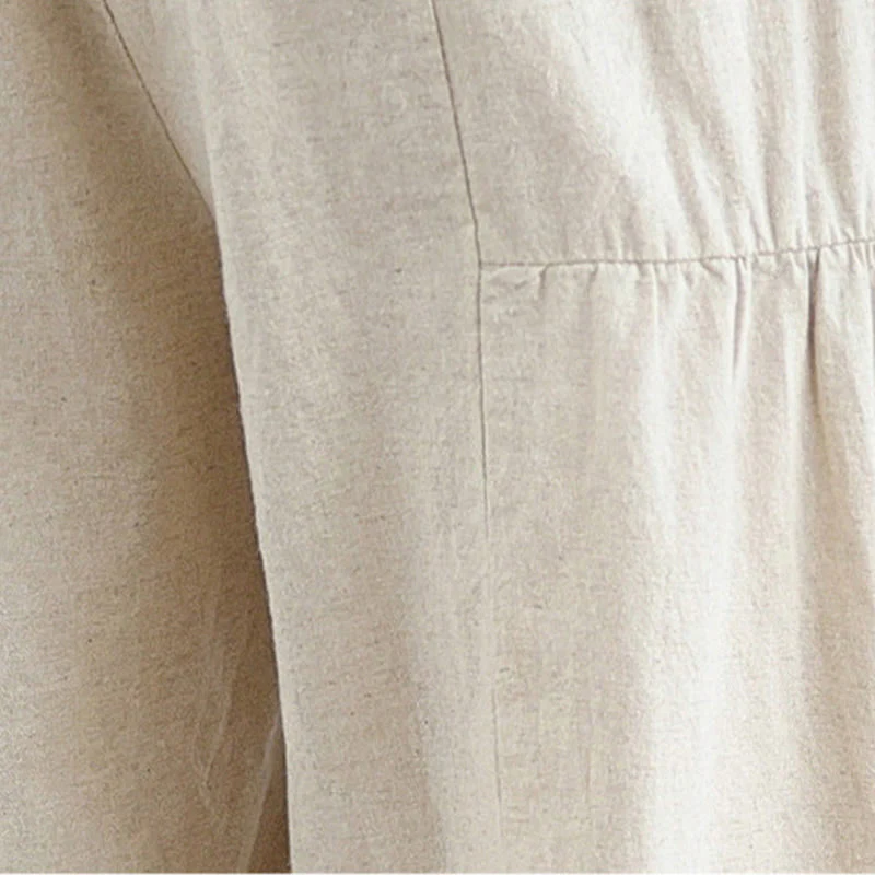 Pantaloni da donna in lino e cotone con tasche, a gamba larga, con pizzi semplici e casual, modello Buddha Stones - Image 9