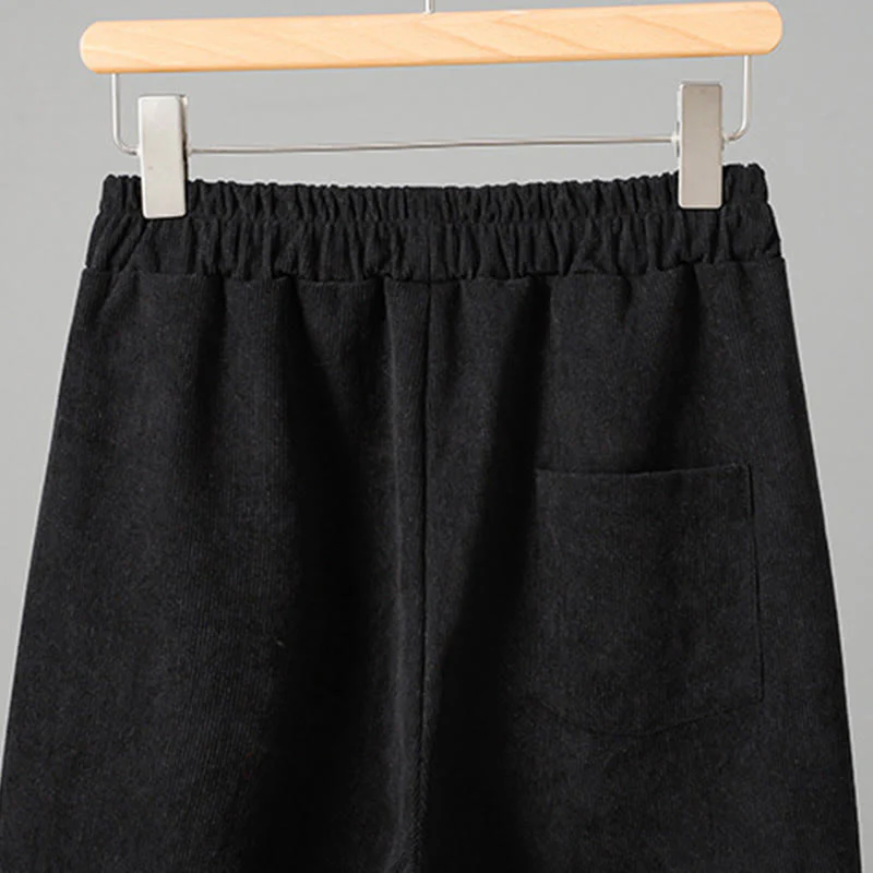 Pantaloni da donna in velluto a coste con gamba larga, elastico in vita e patchwork a quadri, lunghezza caviglia , Buddha Stones - Image 13