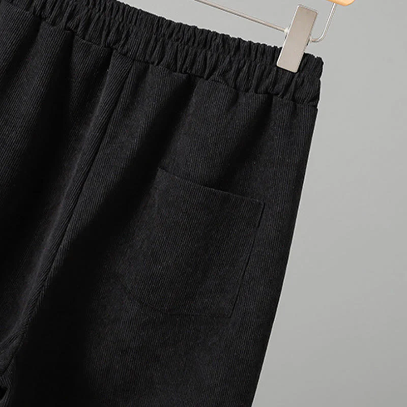 Pantaloni da donna in velluto a coste con gamba larga, elastico in vita e patchwork a quadri, lunghezza caviglia , Buddha Stones - Image 15