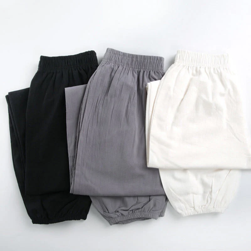Pantaloni da pratica Tai Chi Qigong unisex con elastico in vita, tinta unita, estivi, con tasche , Buddha Stones - Image 15