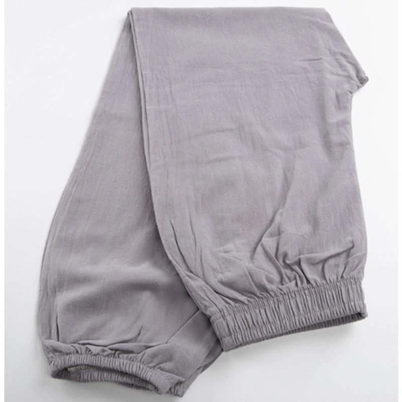 Pantaloni da pratica Tai Chi Qigong unisex con elastico in vita, tinta unita, estivi, con tasche , Buddha Stones - Image 3