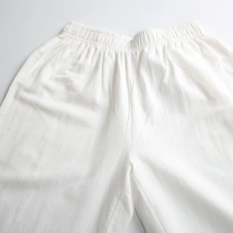 Pantaloni da pratica Tai Chi Qigong unisex con elastico in vita, tinta unita, estivi, con tasche , Buddha Stones - Image 8