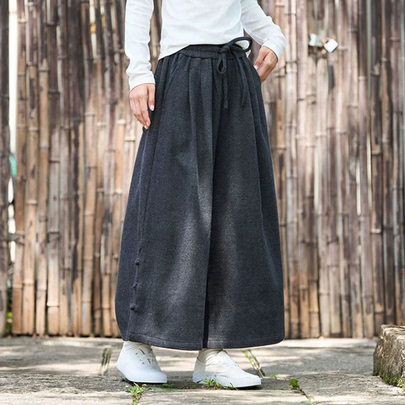 Pantaloni da uomo a gamba larga in velluto a coste con tasche e design cinese a forma di rana, invernali, termici , Buddha Stones - Image 10