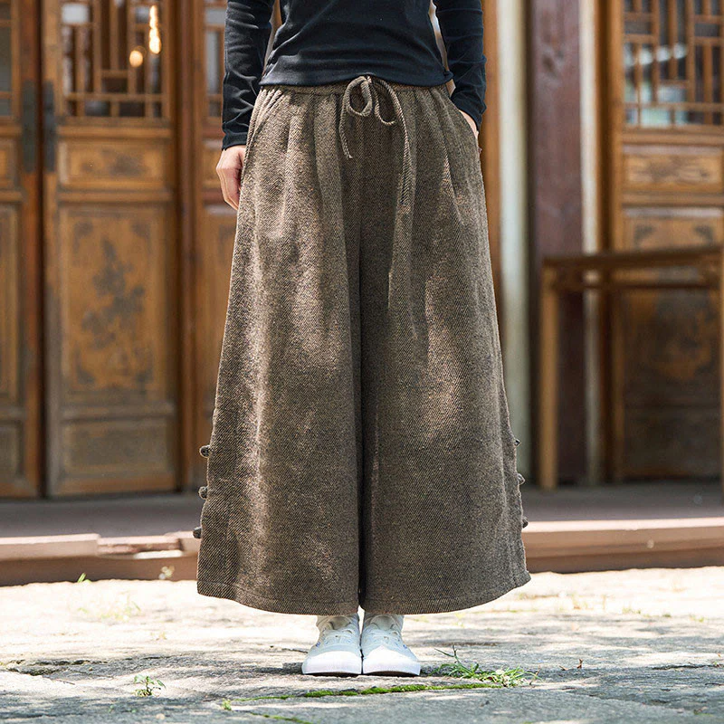 Pantaloni da uomo a gamba larga in velluto a coste con tasche e design cinese a forma di rana, invernali, termici , Buddha Stones - Image 14