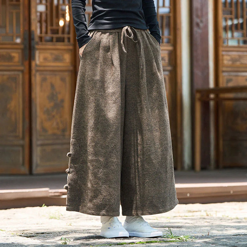 Pantaloni da uomo a gamba larga in velluto a coste con tasche e design cinese a forma di rana, invernali, termici , Buddha Stones - Image 16