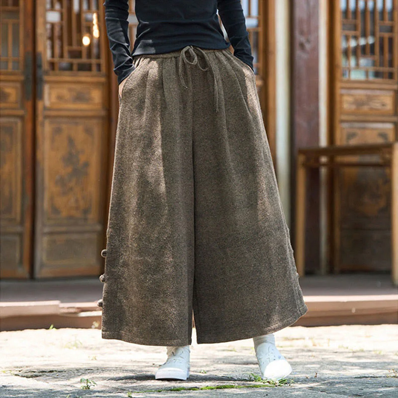 Pantaloni da uomo a gamba larga in velluto a coste con tasche e design cinese a forma di rana, invernali, termici , Buddha Stones - Image 18