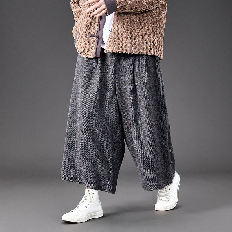 Pantaloni da uomo a gamba larga in velluto a coste con tasche e design cinese a forma di rana, invernali, termici , Buddha Stones - Image 19