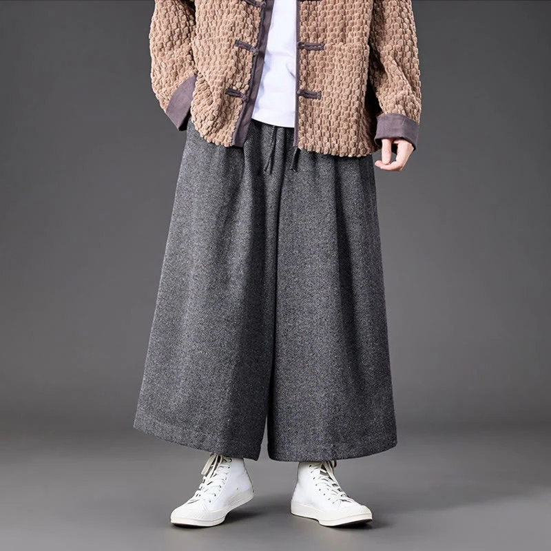 Pantaloni da uomo a gamba larga in velluto a coste con tasche e design cinese a forma di rana, invernali, termici , Buddha Stones - Image 21