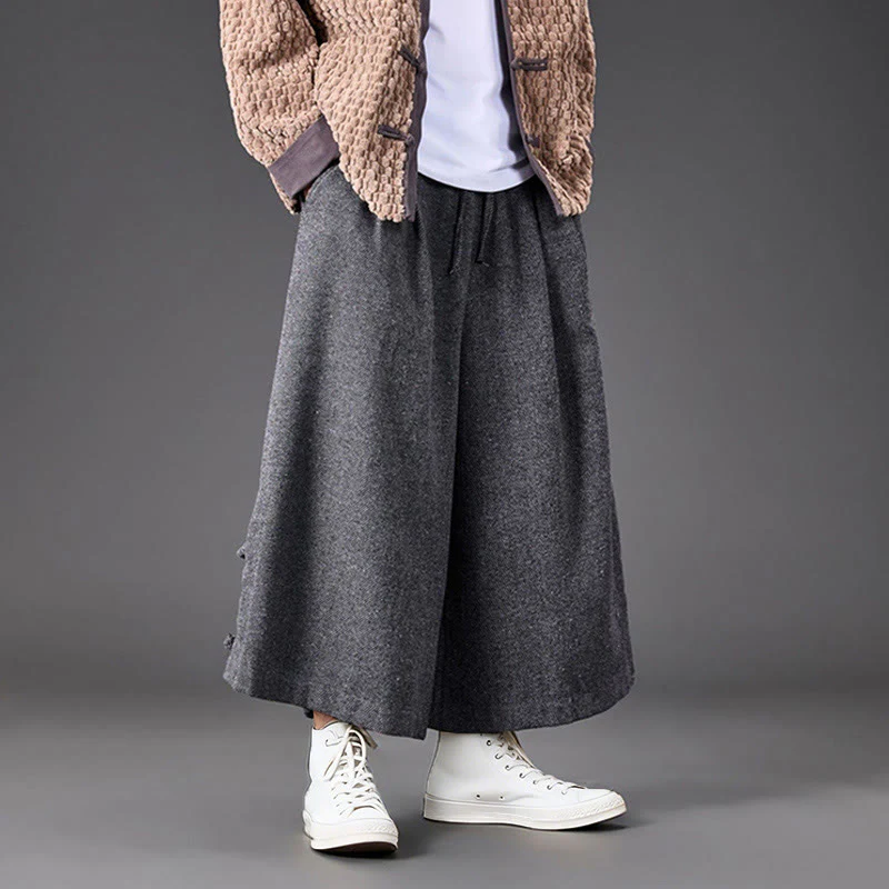 Pantaloni da uomo a gamba larga in velluto a coste con tasche e design cinese a forma di rana, invernali, termici , Buddha Stones - Image 23