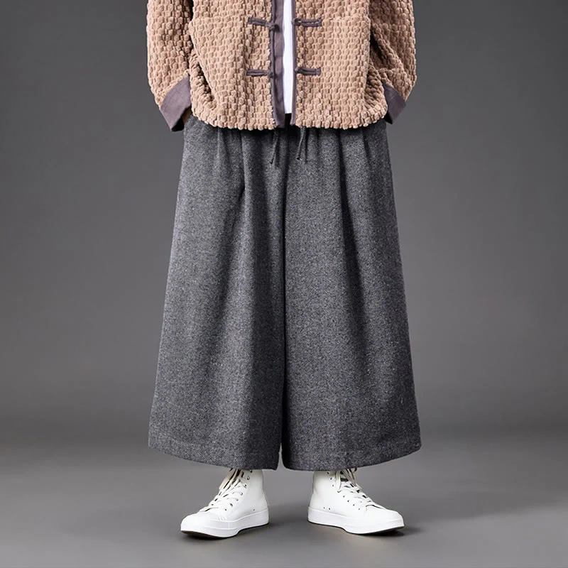Pantaloni da uomo a gamba larga in velluto a coste con tasche e design cinese a forma di rana, invernali, termici , Buddha Stones - Image 25