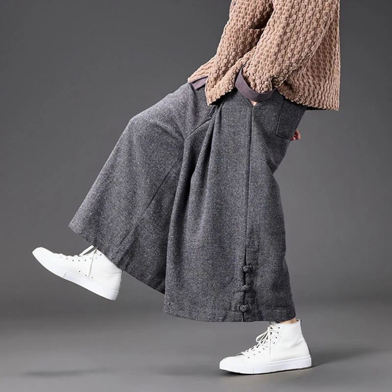 Pantaloni da uomo a gamba larga in velluto a coste con tasche e design cinese a forma di rana, invernali, termici , Buddha Stones - Image 28