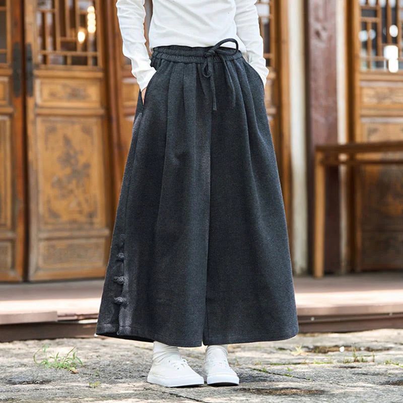Pantaloni da uomo a gamba larga in velluto a coste con tasche e design cinese a forma di rana, invernali, termici , Buddha Stones - Image 5