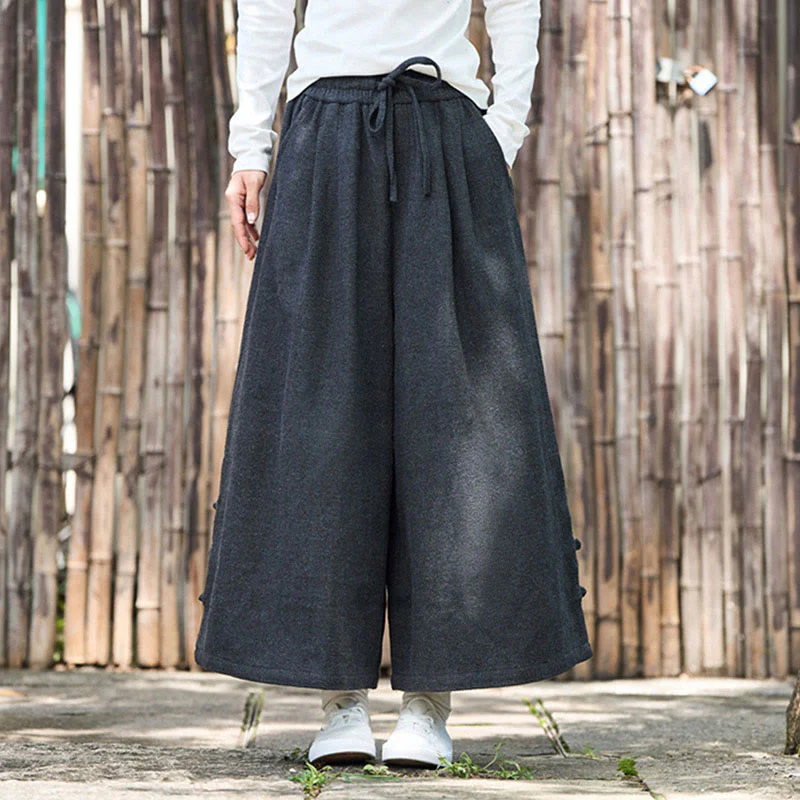 Pantaloni da uomo a gamba larga in velluto a coste con tasche e design cinese a forma di rana, invernali, termici , Buddha Stones - Image 7
