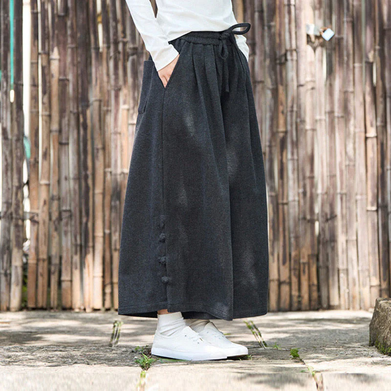 Pantaloni da uomo a gamba larga in velluto a coste con tasche e design cinese a forma di rana, invernali, termici , Buddha Stones - Image 8