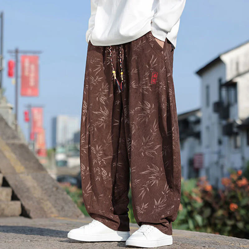 Pantaloni da uomo casual in cotone con tasche, ricamati con Buddha Stones - Image 15