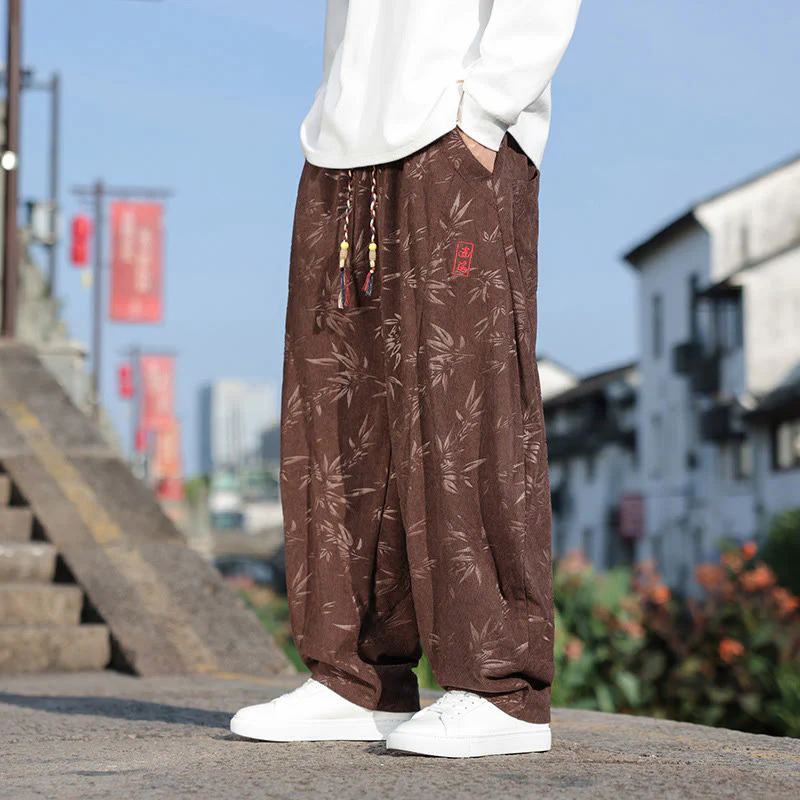 Pantaloni da uomo casual in cotone con tasche, ricamati con Buddha Stones - Image 20
