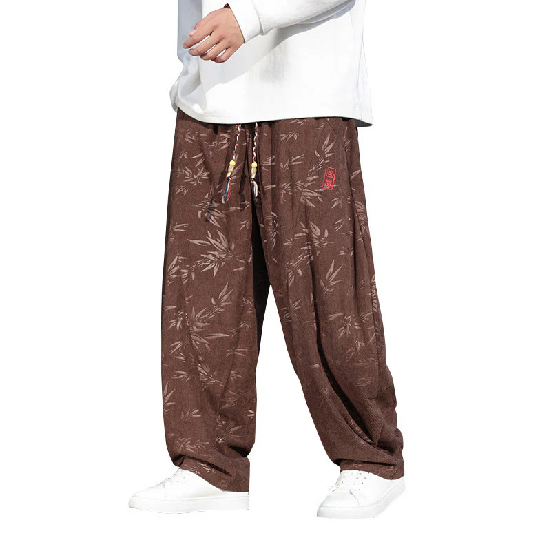 Pantaloni da uomo casual in cotone con tasche, ricamati con Buddha Stones - Image 23