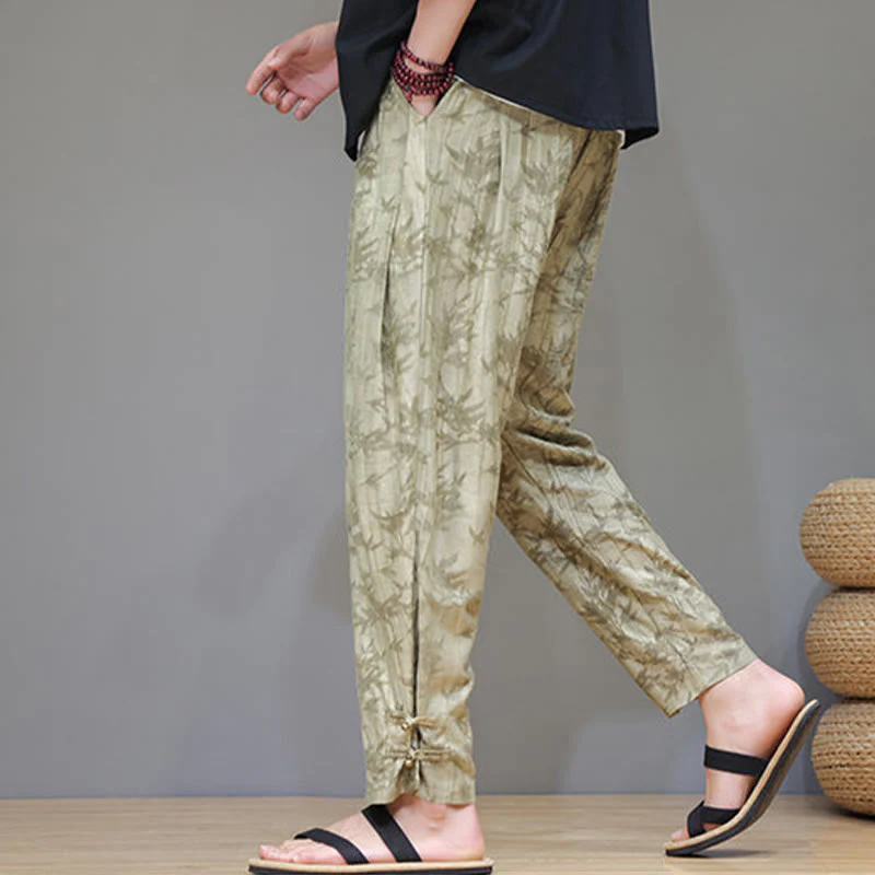 Pantaloni da uomo con coulisse e bottone alla caviglia in bambù Buddha Stones con tasche - Image 2