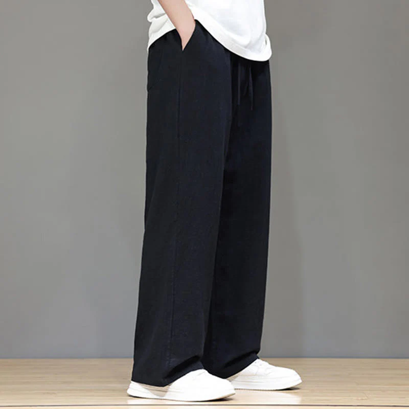 Pantaloni da uomo estivi in cotone e lino con gamba dritta e tasche Buddha Stones - Image 33