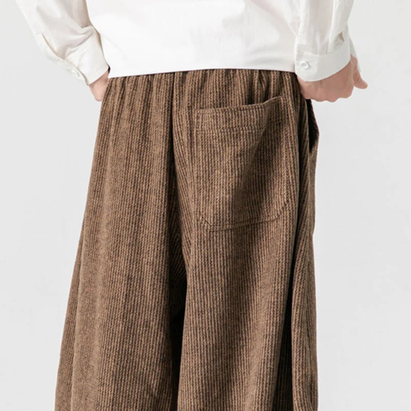 Pantaloni da uomo in cotone a gamba larga con tasche e coulisse, tinta unita, modello Buddha Stones Daily - Image 23