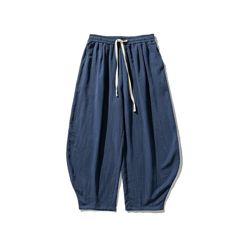 Pantaloni da uomo in cotone alla caviglia con coulisse e tasche, modello Buddha Stones Summer Pure Color - Image 12