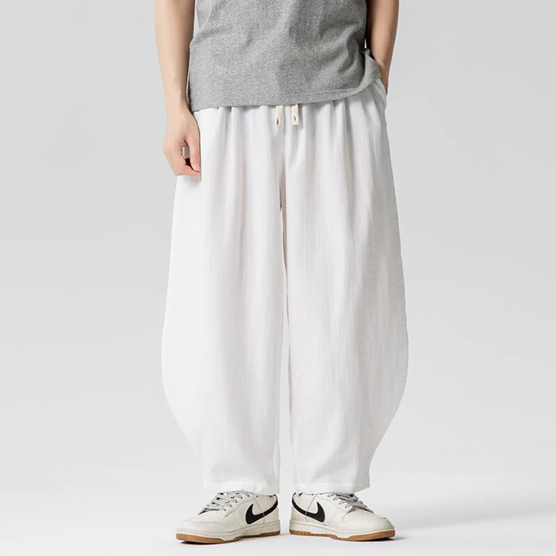 Pantaloni da uomo in cotone alla caviglia con coulisse e tasche, modello Buddha Stones Summer Pure Color - Image 13