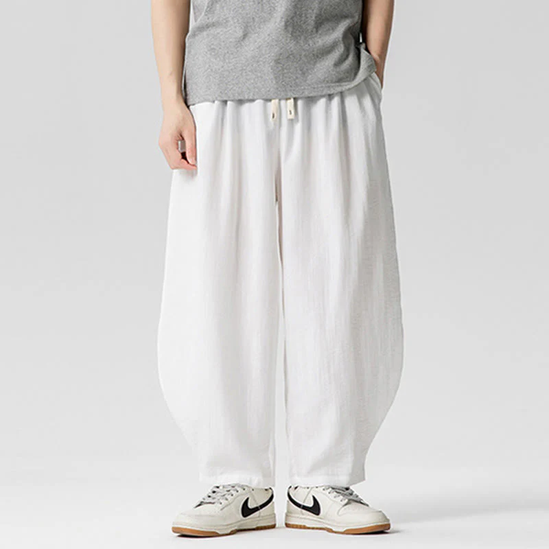 Pantaloni da uomo in cotone alla caviglia con coulisse e tasche, modello Buddha Stones Summer Pure Color - Image 14