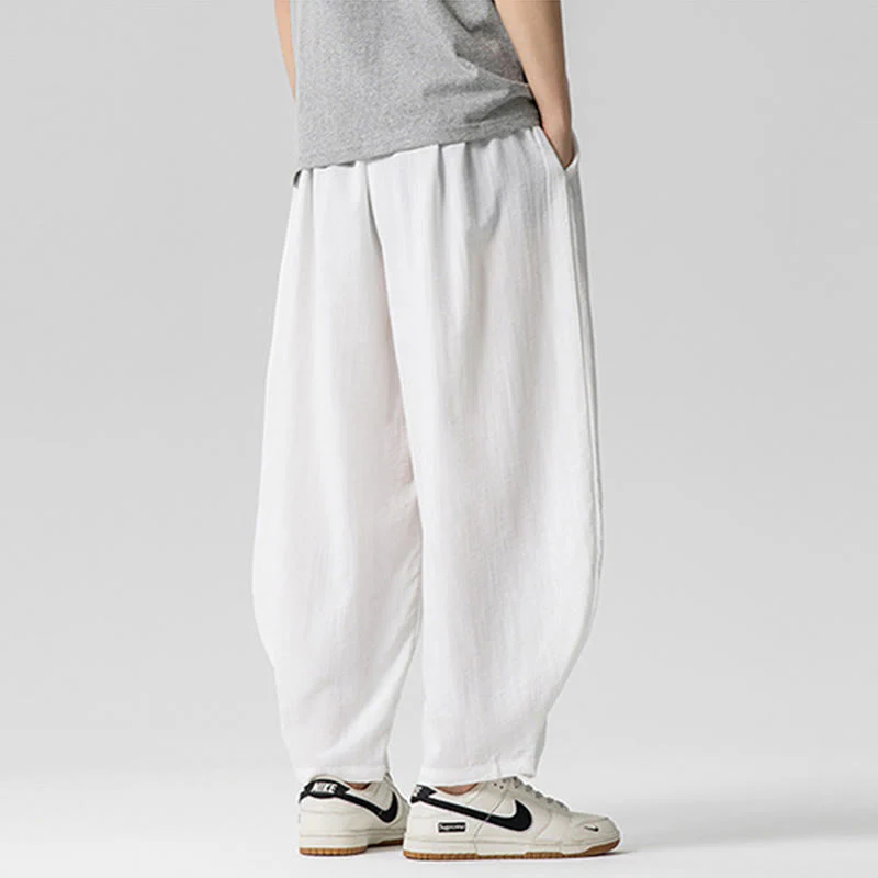 Pantaloni da uomo in cotone alla caviglia con coulisse e tasche, modello Buddha Stones Summer Pure Color - Image 17