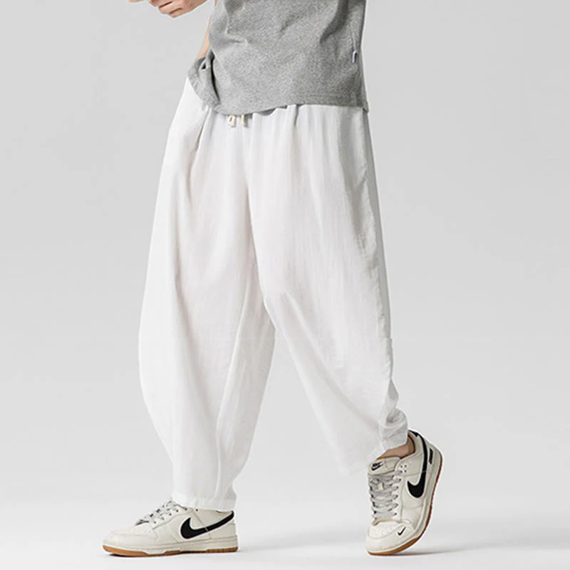 Pantaloni da uomo in cotone alla caviglia con coulisse e tasche, modello Buddha Stones Summer Pure Color - Image 18