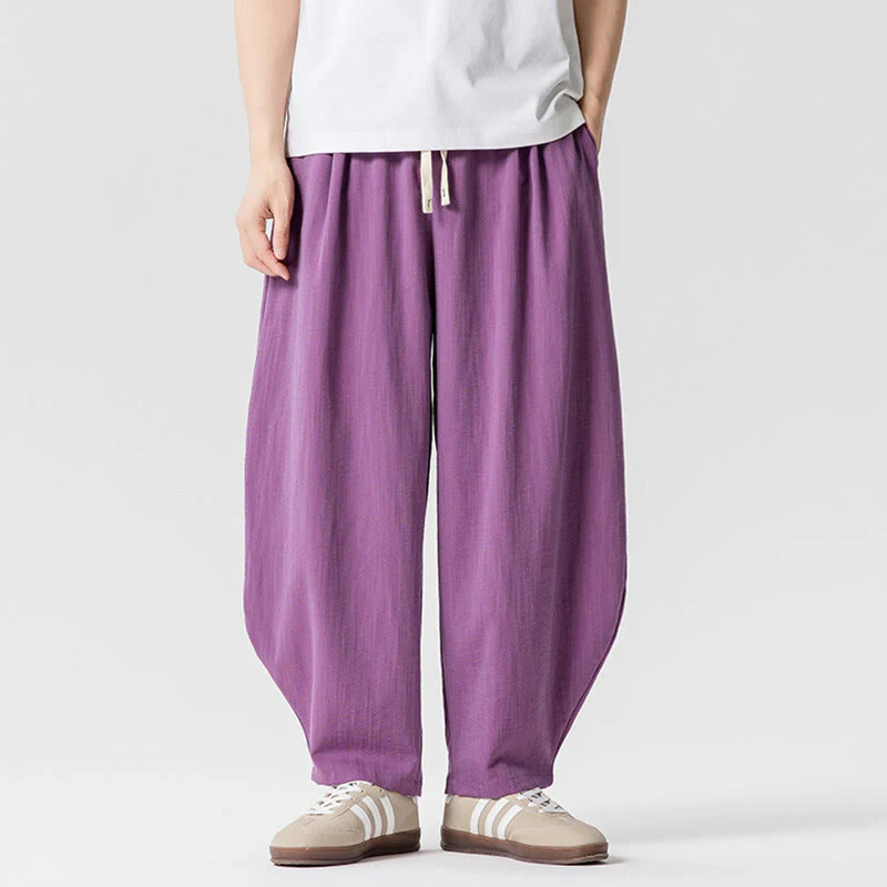 Pantaloni da uomo in cotone alla caviglia con coulisse e tasche, modello Buddha Stones Summer Pure Color - Image 28