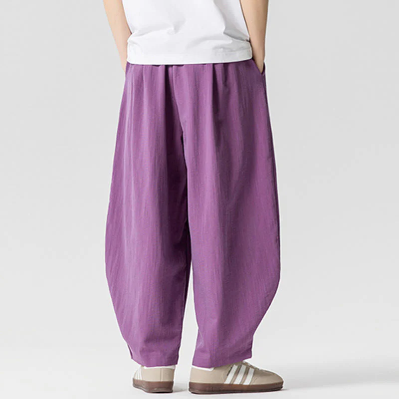 Pantaloni da uomo in cotone alla caviglia con coulisse e tasche, modello Buddha Stones Summer Pure Color - Image 30