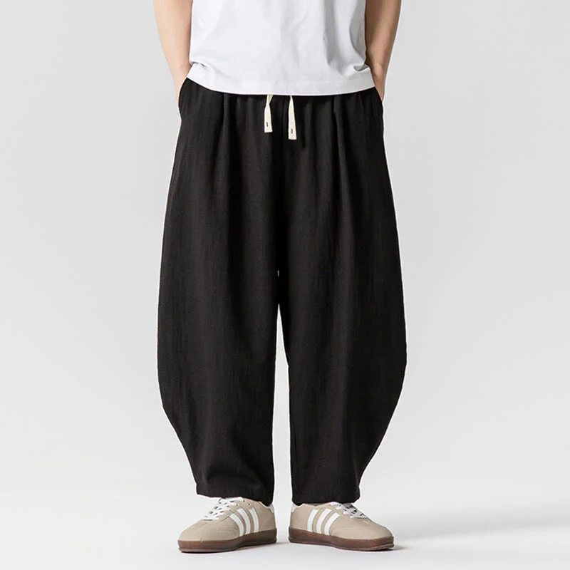 Pantaloni da uomo in cotone alla caviglia con coulisse e tasche, modello Buddha Stones Summer Pure Color - Image 35