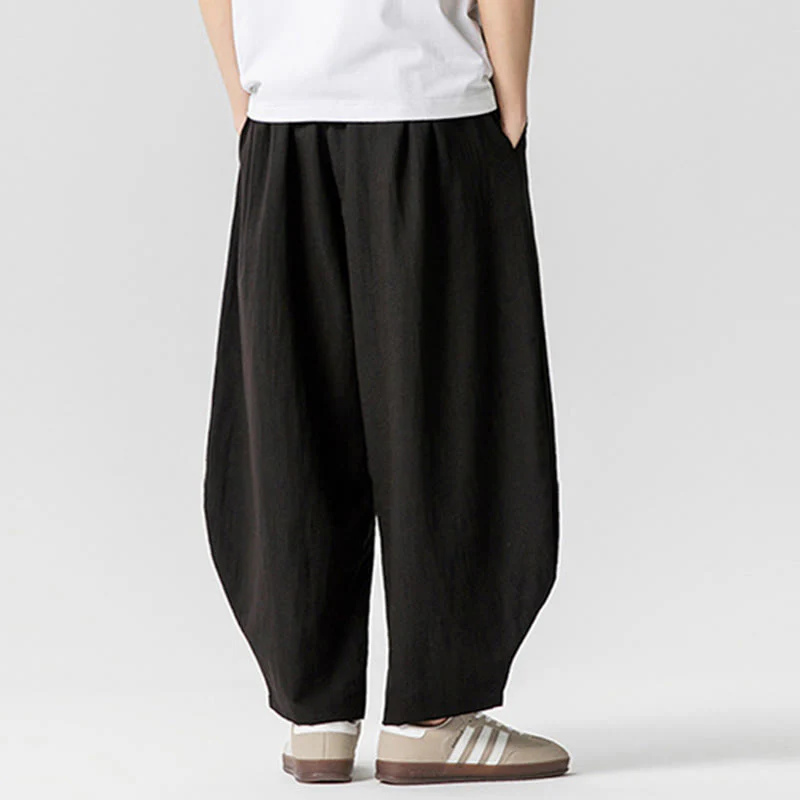 Pantaloni da uomo in cotone alla caviglia con coulisse e tasche, modello Buddha Stones Summer Pure Color - Image 38