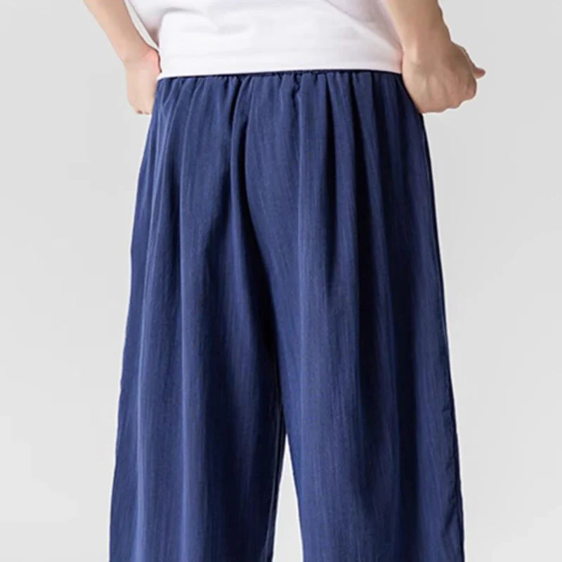 Pantaloni da uomo in cotone alla caviglia con coulisse e tasche, modello Buddha Stones Summer Pure Color - Image 9