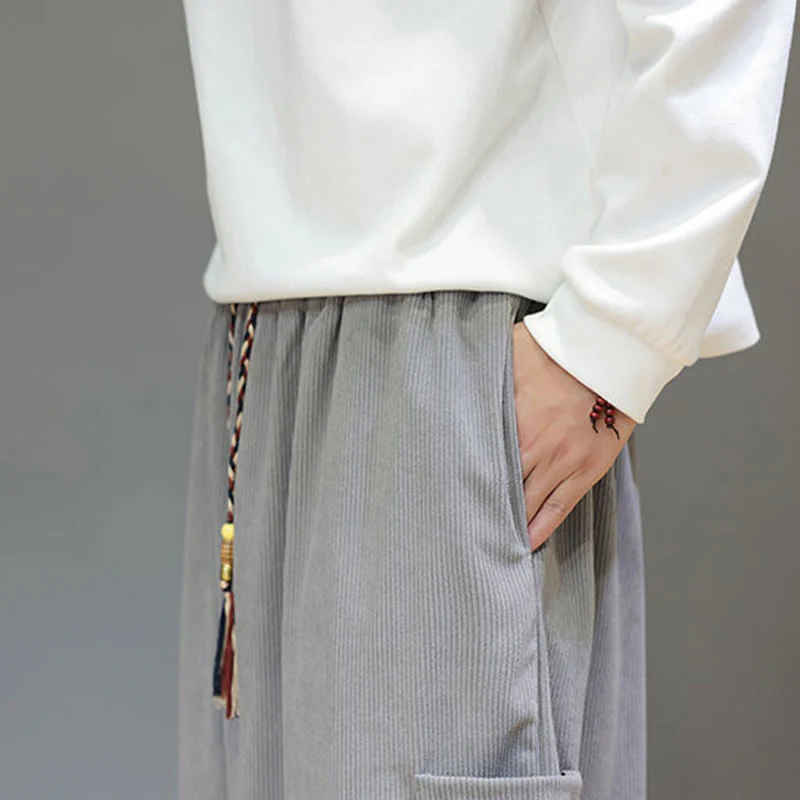 Pantaloni da uomo in cotone alla caviglia con tasche, tinta unita, modello Buddha Stones Spring - Image 18