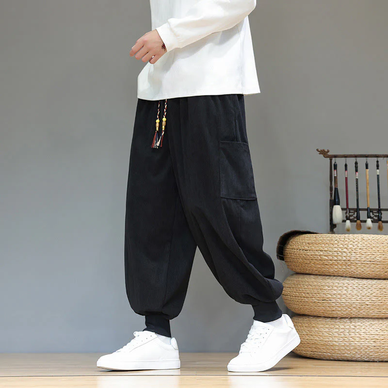 Pantaloni da uomo in cotone alla caviglia con tasche, tinta unita, modello Buddha Stones Spring - Image 21