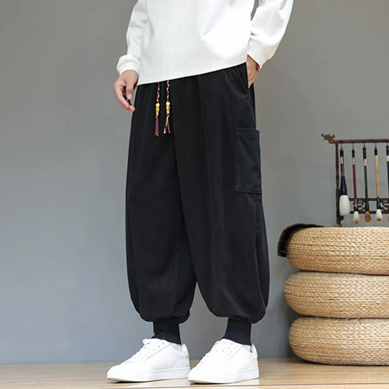 Pantaloni da uomo in cotone alla caviglia con tasche, tinta unita, modello Buddha Stones Spring - Image 24