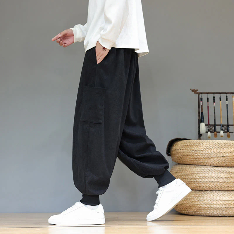 Pantaloni da uomo in cotone alla caviglia con tasche, tinta unita, modello Buddha Stones Spring - Image 27